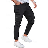 abordables Pantalons Cargo-Homme Pantalons Cargo Pantalons Boutons Poche à Rabat Uni Portable Extérieur Quotidien Camping &amp; Randonnée Mode Classique Noir Vert Véronèse