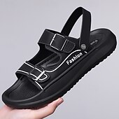 levne Sandály na dovolenou-pánské módní ploché sandály s páskem na přezku – trendy a pohodlná obuv pro běžné nošení i dovolenou