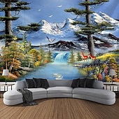 cheap Forest Tapestry-Plant and animal landscapes Tapestry Mural Decor Photograph Backdrop Blanket Curtain Home Bedroom Living Room Decoration