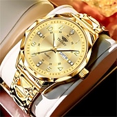 economico Orologi al quarzo-Orologio da Uomo alla Moda al Quarzo Quadrante Digitale a Rombo Doppio Calendario Luminoso Orologio Impermeabile in Acciaio con Decorazione di Strass Orologio da Affari