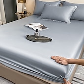 abordables Parures de draps-Drap-housse en soie glacée pièce unique housse de lit en soie glacée d&#039;été protège-matelas Simmons ensemble de trois pièces
