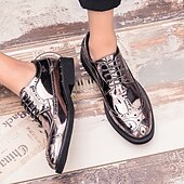 abordables Officiel-Homme Oxfords Chaussures Derby Chaussures formelles Brogue Chaussures à Bout Ailé Classique Britannique Quotidien Soirée &amp; Fête PU Argent Noir Dorée Automne