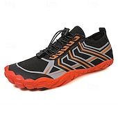 abordables Zapatillas Informales-Hombre Zapatillas de deporte zapatos descalzos Antideslizantes Barranquismo Casual Cuero PU Malla Transpirable Cómodo Antideslizante Cordones Negro / Rojo Negro Azul Real Verano Primavera