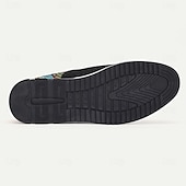 billiga Jacquard-skor-slip-on sneakers i svart och flerfärgad jacquard för män – snygga skor i jacquardtyg för casual och smart casual evenemang
