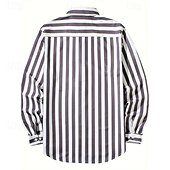 cheap Men&#039;s Button Up Shirts-Men&#039;s Shirt Summer Shirt Casual Shirt Beach Shirt Button Up Shirt Black Pink Sky Blue Gray Long Sleeve Stripe Lapel Vacation Hawaiian Button-Down Clothing Apparel Polyester Fashion Casual Comfortable