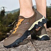 preiswerte Sneaker für Herren-Herren Sneaker Upstream-Schuhe Canyoning Lässig Outdoor PU Leder Netz Atmungsaktiv Bequem Rutschfest Schnürung Schwarz Braun Khaki Sommer Frühling