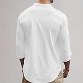 economico Casual da lavoro-Per uomo Camicia in cotone e lino Semplice Vacanza Nero Bianco Cachi Grigio scuro Manica Lunga Colletto alla coreana Abbigliamento
