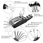 お買い得  手工具-16 in 1 ポータブル自転車修理ツールキット 六角レンチ ナット タイヤ ドライバー オートバイ 自転車修理ツール
