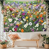 preiswerte Landschaftsteppich-Landschaft Kleine Margerite Wandteppich Großer Wandteppich Wandgemälde Dekoration Foto Hintergrund Decke Vorhang Wohn Schlaf Wohnraum Dekoration