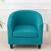 cheap Armchair Cover &amp; Armless Chair Cover-2 Piece Club Chair Slipcover Stretch Barrel Chair Covers Solid Tub Chair Slipcovers Soft Armchair Covers Removable Furniture Protector Arm Chair Cover for Living Room