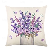 billige blomster- og plantestil-Sommer lavendel dekorative kastputer omslag 4PK myk firkantet sofa putevar putevar til soverom stue sofa stol