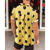cheap Men's Button Up Shirts-Men's Shirt Summer Shirt Casual Shirt Beach Shirt Button Up Shirt Black White Yellow Short Sleeve Polka Dot Lapel Vacation Hawaiian Clothing Apparel Polyester Fashion Casual Comfortable