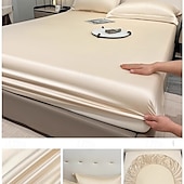 abordables Parures de draps-Ensemble de drap en soie glacée drap de lit simple housse de lit d&#039;été trois pièces protection complète du matelas housse de poussière