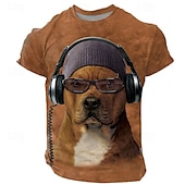 ieftine Tricouri cu imprimeu animal-bono pitbull vincent hie tricou 3d pentru bărbați tricou cu mânecă scurtă cu imprimeu 3d cămașă cu gâtul roșu exagerat de designer petrecere pe stradă casual maro vară primăvară toate anotimpurile