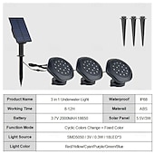 olcso Víz alatti lámpák-napelemes víz alatti fények spotlámpa led kültéri merülő tájkép színes rgb medence lámpa ip68 vízálló medence kerti pázsit dekoráció