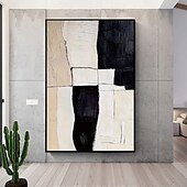 お買い得  抽象画-油絵 手作り油絵 侘び寂び ウォールアート 2枚セット キャンバスに描かれたベージュの抽象画 ペア ベージュのテクスチャ ウォールアート ニュートラル 抽象画 ウォールアート ボヘミアン ウォールデコレーション
