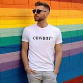 tanie Duma-tęczowy kowboj z Brokenback Mountain lgbtq koszulka koszulki duma grafika duma dla par mężczyzn kobiet dorosłych maskarada tłoczenie na gorąco parada dumy miesiąc dumy