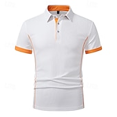 economico Polo classica da uomo-Per uomo Magliette Polo a Nido d&#039;Ape Maglia da golf Lavoro Casuale Bavero Manica Corta Essenziale Moderno Blocco di colori Patchwork Bottoni Estate Vestibilità regolare Nero Bianco Blu marino Verde