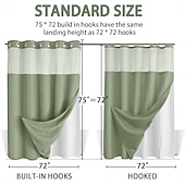 cheap Shower Curtains-Waffle Weave Shower Curtain 180cm*180cm(70&quot;*70&quot;) with Snap-in Fabric Liner Set, Solid Colored Hotel Style for Bathroom with Mesh Top Window