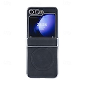 זול מארז סמסונג-מגן טלפון לאפל איירטאג Z Flip 6 Z Flip 5 Z Flip 4 Z Flip 3 תמיכה ספיגת מגנטים טעינה אלחוטית עמיד ללחץ רטרו PC עור PU