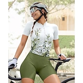cheap Women&#039;s Jerseys-Women&#039;s Cycling Jersey Short Sleeve Bike Jersey Top with 3 Rear Pockets Sunscreen UV Resistant Breathable Quick Dry Green Sports Clothing Apparel