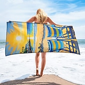 economico set di asciugamani da spiaggia-telo mare stampato, telo mare leggero e anti-sabbia ad asciugatura rapida, ideale per viaggi, piscina e uso all'aperto