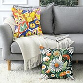 baratos estilo floral e plantas-Capa Decorativa para Almofadas Com Flores de Verão 1PC Capa Macia Quadrada para Sofá Capa de Almofada para Quarto Sala de Estar Cadeira