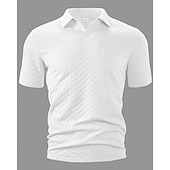 cheap Men&#039;s Classic Polo-Men&#039;s Golf Shirt Golf Polos Shirts Work Casual Lapel Short Sleeve Basic Modern Plain Jacquard Summer Regular Fit Black White Blue Khaki Golf Shirt