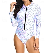 halpa Ihottumavartiot-Naisten Ihottumissuoja Uimapuku UV-aurinkosuojaus UPF50+ Kevyt Pitkähihainen Spandex Uima-asut Uimapuku Etuvetoketju Uinti Lainelautailu Hiekkaranta Vesiurheilu Kalavaa&#039;at Kesä Kevät Syksy