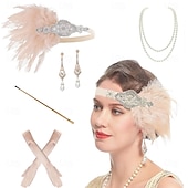 olcso Kiegészítők és még sok más-1920-as évek A nagy Gatsby Flapper fejpánt Gyöngyös karkötő Fülbevaló A nagy Gatsby Toll Retro Csillogó glitter Kristály / Strassz Női Farsang Valentin nap Álarcos mulatság Party estélyi viselet