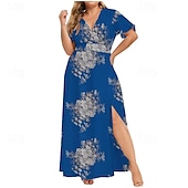 billiga Bohemklänningar-Dam Långklänning Maxiklänning Vardagsklänning Sommarklänning Boho-klänning Klänning med tryck Mode Utomhus Semester Helgdag Normal Blommig Ärmlös Djup V-hals Svart Vit Gul Ljusgrön Sommar Vår