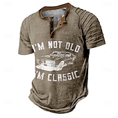 cheap Funny Words-Men&#039;s Car Letter Henley Shirt Raglan T Shirt Short Sleeve T shirt Henley Shirt Fashion Daily Designer Vacation Street Casual Black Blue Green Summer Spring Clothing Apparel S M L XL XXL XXXL