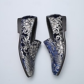 baratos Sapatilhas e Mocassins para Homem-mocassins masculinos bordados com flores roxas – sapatos de veludo elegantes para bailes de formatura e eventos formais