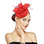 tanie Fascynatory i kapelusze-Stroik Sinamay Kapelusz Fedora Ślub Wieczorna impreza Herbaciane przyjęcie Wyścigi konne koktajl Zabytkowe Śłodkie Z Pióro Kwiaty Winieta Nakrycia Głowy