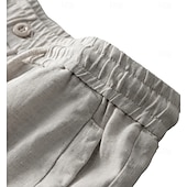 billiga Herrarnas Elite Shorts-herrshorts i 100 % linne enfärgad knälång utomhus casual daglig semester etnisk stil denim blå ljus khaki oelastisk