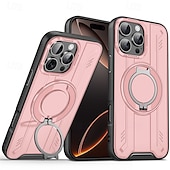 levne Pouzdra pro iPhone-Magnetické adsorpční pouzdro na telefon pro AirTag iPhone 16/15/14/13/12 Pro Max Plus se stojánkem geometrické PC kovové zadní víko bezdrátové nabíjení