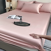 abordables Parures de draps-Drap-housse en soie glacée pièce unique housse de lit en soie glacée d&#039;été protège-matelas Simmons ensemble de trois pièces