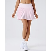 cheap Women&#039;s Skirts &amp; Skorts-US Open Women&#039;s Tennis Skirts Tennis Skirts with Shorts Pleated Side Pockets Breathable Tennis Golf Pickleball Patchwork Solid Colored Bottoms Black White Pink Tennis Clothing