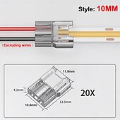 cheap LED Accessories-COB LED Strip Connectors 10 PCS 20 PCS 5mm 8mm 10mm 2-pin LED Strip Connectors LED Tape Connectors Transparent Solderless no Dark Areas Suitable for LED Light Connectors DIY COB/SMD