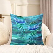 baratos estilo animal-Capa de Almofada Decorativa Caranguejo do Oceano 1PC Case de Almofada Quadrada Macia para Sofá de Quarto Sala de Estar Cadeira
