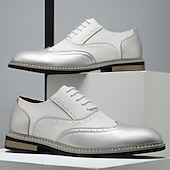 abordables Officiel-Chaussures richelieu pour homme en similicuir blanc et beige avec des touches de bleu – Chaussures de bal tendance pour hommes élégants