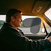 abordables Parasoles y viseras para coches-Protector solar para ventanas laterales de automóvil ajustable y retráctil con rotación protección UV y aislamiento térmico cortina universal para vehículos para anti-reflejo de día/noche