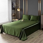 abordables Parures de draps-Drap en soie glacée Pièce unique Drap de satin Drap de soie cool Housse de coussin Ensemble de trois pièces