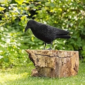 abordables Soins et soutien aux animaux-1 statue de corbeau noir simulée 3D corbeau simulé oiseau effrayant souris insectifuge décoration de jardin extérieur pour les pigeons pour chasser les corbeaux