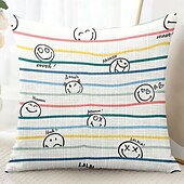 baratos Fronhas de Almofadas de Decoração-Sorriso Feliz Capas de Almofada Decorativas 1PC Almofada Quadrada Macia para Sofá para Quarto Sala de Estar Cadeira
