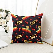 billiga Kuddfodral-Cinco de Mayo Mexiko dekorativa kastkuddar överdrag 1ST mjukt fyrkantigt soffkuddfodral för sovrum vardagsrum soffa stol tequila