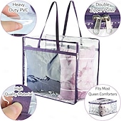 economico Contenitori per abbigliamento-Confezione da 3 sacchetti trasparenti in vinile con cerniera, robusti sacchetti da 40 litri per maglioni, coperte, trapunte, set di biancheria da letto