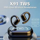 Недорогие Телефонные и Бизнес гарнитуры-X91 Bluetooth 5.3 гарнитура с поддержкой громкой связи заушные наушники стерео Hi-Fi для вождения йоги фитнеса и мобильных телефонов