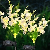 abordables Éclairage paysager-Lot de 2 lampes solaires d&#039;extérieur étanches en forme de fleurs, luminaire décoratif d&#039;extérieur, idéal pour un jardin, une terrasse, une cour, un sentier ou des vacances