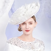 billiga Partyhatt-hattar lin fjäder bowler / cloche hatt solhatt topp hatt bröllop tefest elegant söt med fjäder huvudbonader huvudbonader